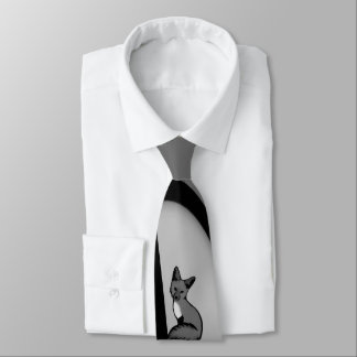 Fox Modern Art Design in Silver Neck Tie