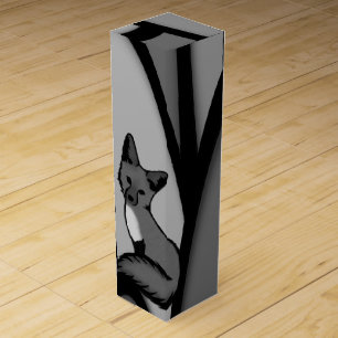 Fox Modern Art Design in Silver Wine Box