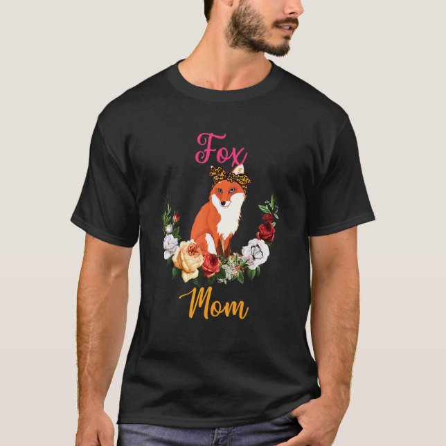 Fox Mom Floral Fox Bow Tie Lover Mother's Day T-Shirt (Front)