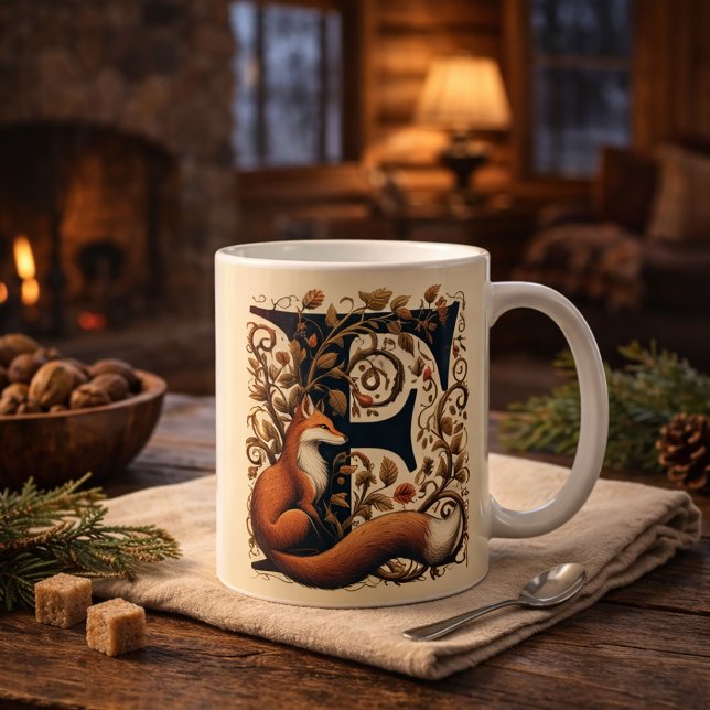 Fox Monogram Letter Art Coffee Mug (Creator Uploaded)