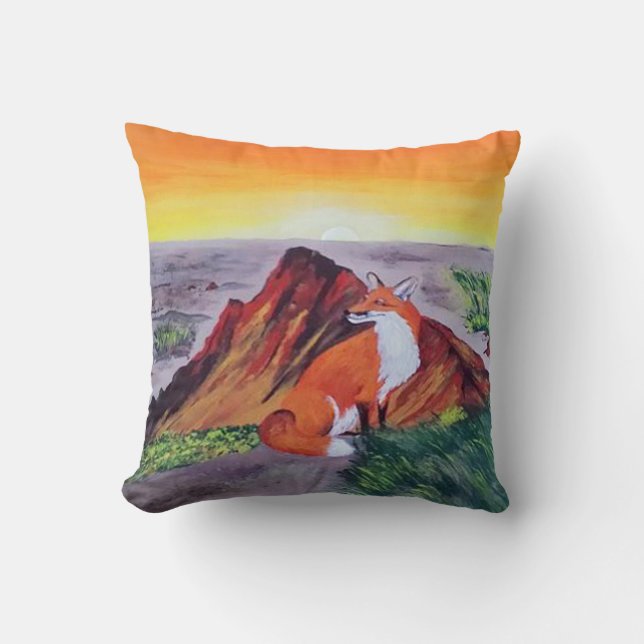 Fox Muse Throw Pillow (Front)