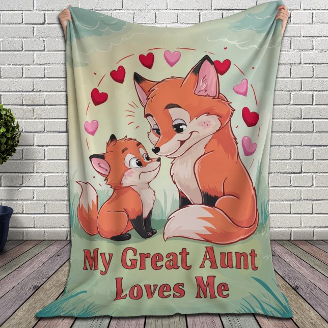 Fox My Great Aunt Loves Me Fleece Blanket (Creator Uploaded)