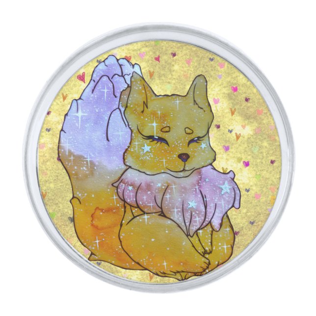 Fox named Dice Silver Finish Lapel Pin (Front)