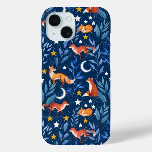 Fox Night Forest Celestial Seamless Pattern Case-Mate iPhone Case (Back)