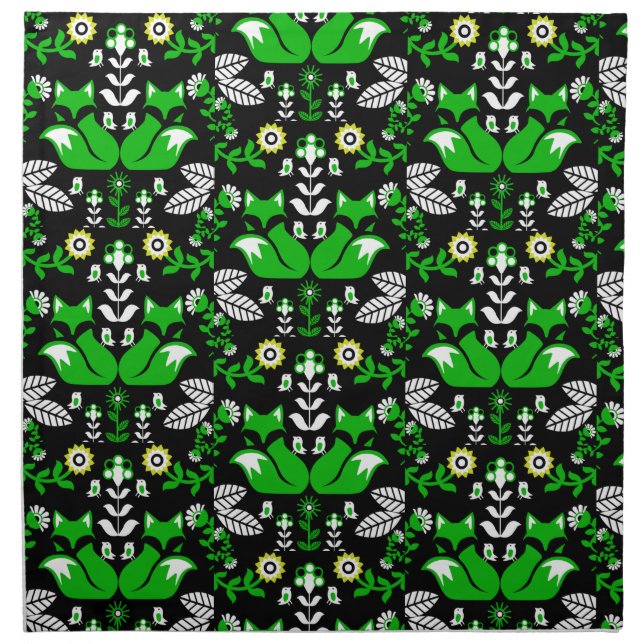 Fox Nordic Scandinavian Folk Art     Tablecloth Cloth Napkin (Front)