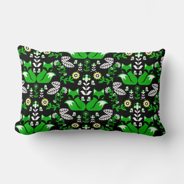 Fox Nordic Scandinavian Folk Art     Tablecloth Lumbar Pillow (Front)