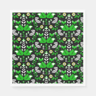Fox Nordic Scandinavian Folk Art Tablecloth Napkins