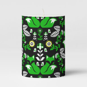 Fox Nordic Scandinavian Folk Art Tablecloth Pillar Candle