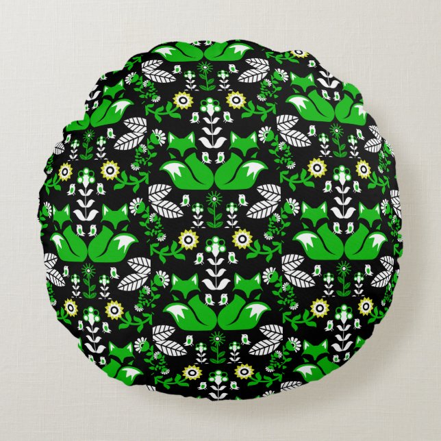 Fox Nordic Scandinavian Folk Art     Tablecloth Round Pillow (Front)