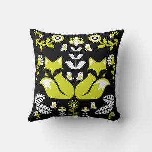 Fox Nordic Scandinavian Folk Art Throw Pillow