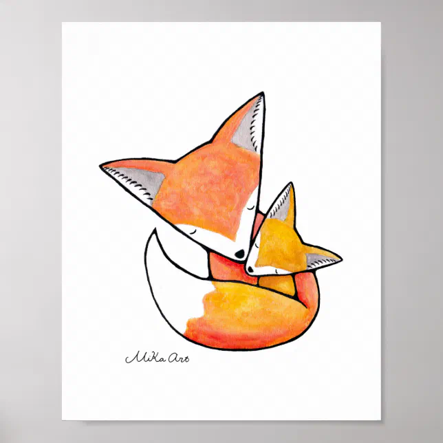 Fox Nursery Art Mom Baby Woodland Animal Poster | Zazzle