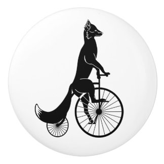 Fox on a Bike Ceramic Knob