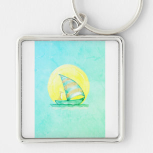 Fox on a Boat Keychain – Nautical Woodland Charm