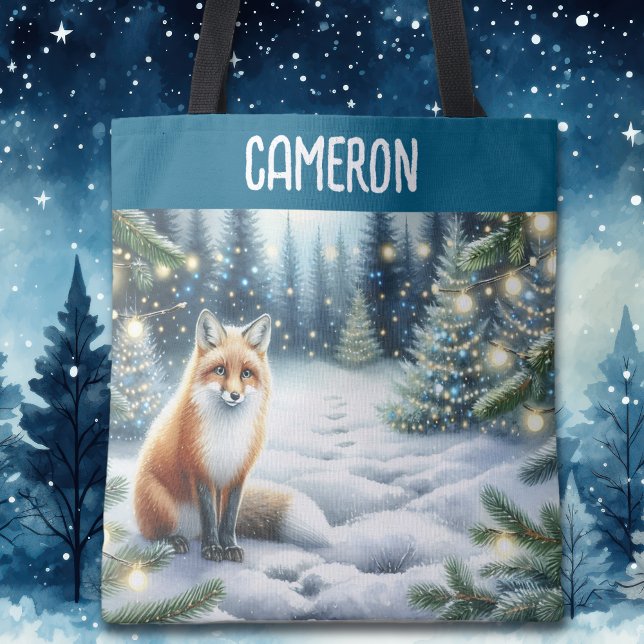 Fox on a Winter Night in the Enchanted Forest Tote Bag (Creator Uploaded)
