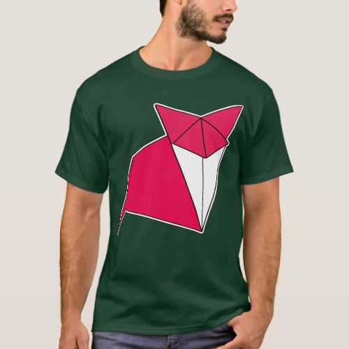 Fox Origami Sticker Style Design  T_Shirt