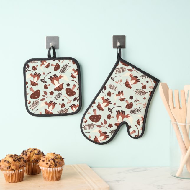 Fox Oven Mitt & Pot Holder Set (Insitu(Hanging))