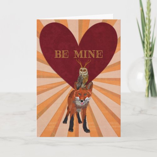 FOX  OWL BE MINE Valentine Card