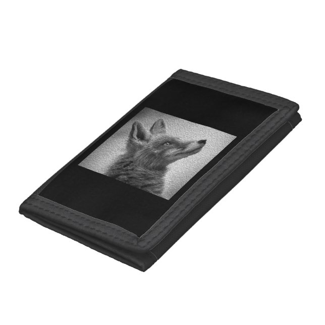 FOX PAINTING STYLE BLACK AND WHITE TRIFOLD WALLET (Bottom)