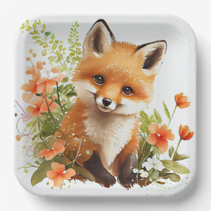 Fox Paper Plates, Woodland Animal Party Plates