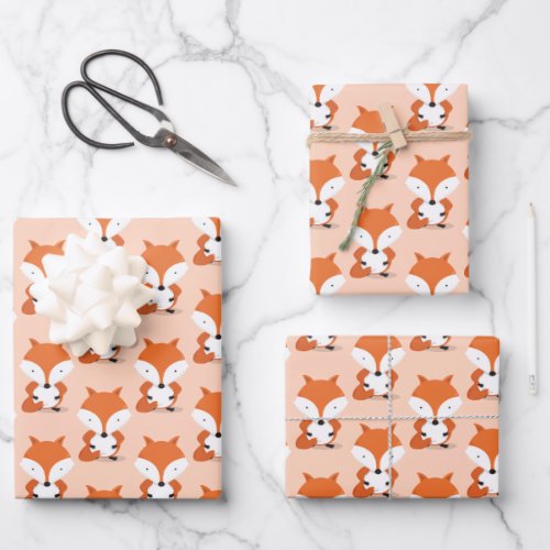 Fox Pattern Animal Wrapping Paper Sheets