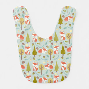 Fox Pattern Baby Girl Bib