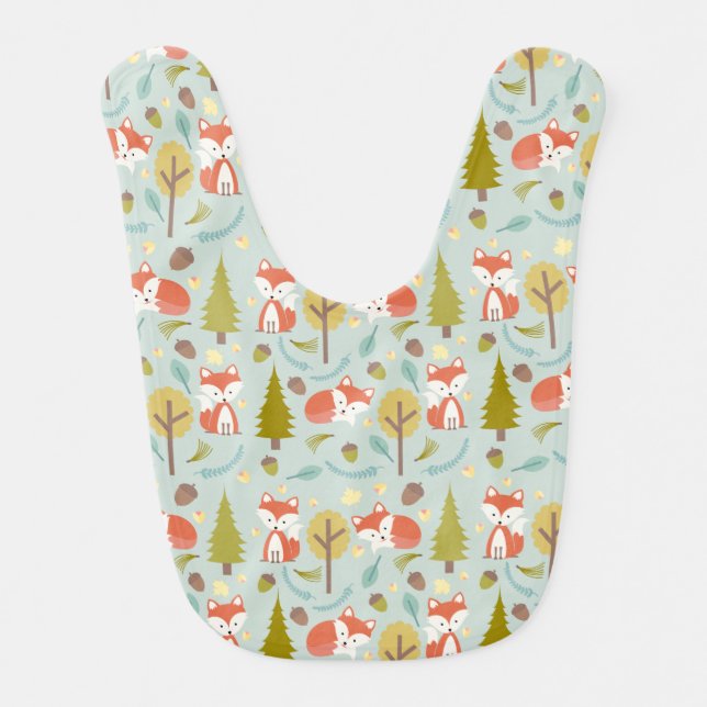 Fox Pattern Baby Girl Bib (Front)