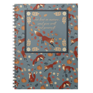 Fox Pattern Notebook in Soft Autumn Colors
