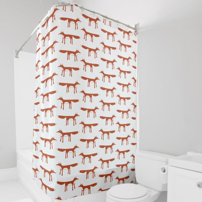 Fox Pattern Shower Curtain (Red fox pattern shower curtain)