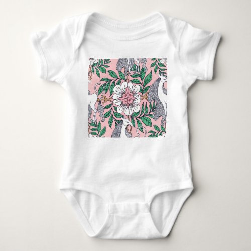 Fox Pattern Whimsical Vintage Seamless Baby Bodysuit