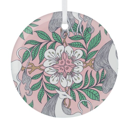 Fox Pattern: Whimsical Vintage Seamless Glass Ornament