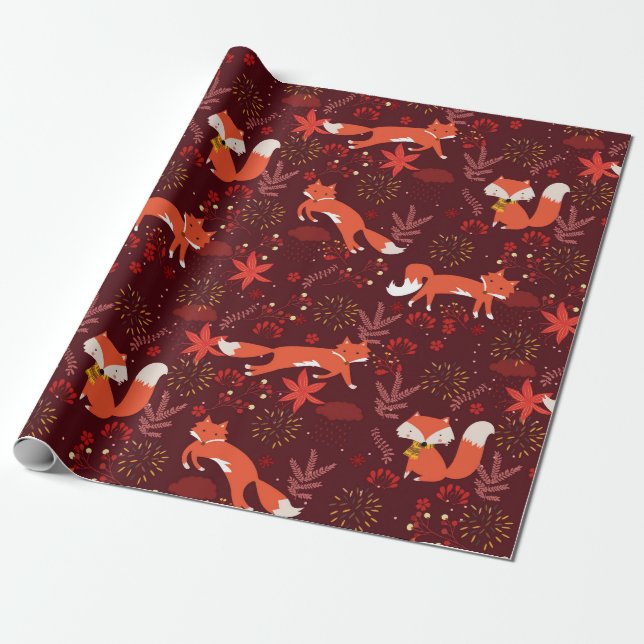 Fox Pattern Wrapping Paper (Unrolled)