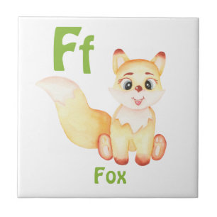 Fox personalize ABC: Letter F - Add Your Name Ceramic Tile