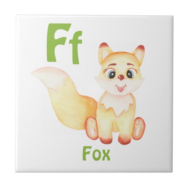Fox personalize ABC: Letter F - Add Your Name Ceramic Tile (Front)