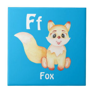 Fox personalize ABC: Letter F - Add Your Name Ceramic Tile