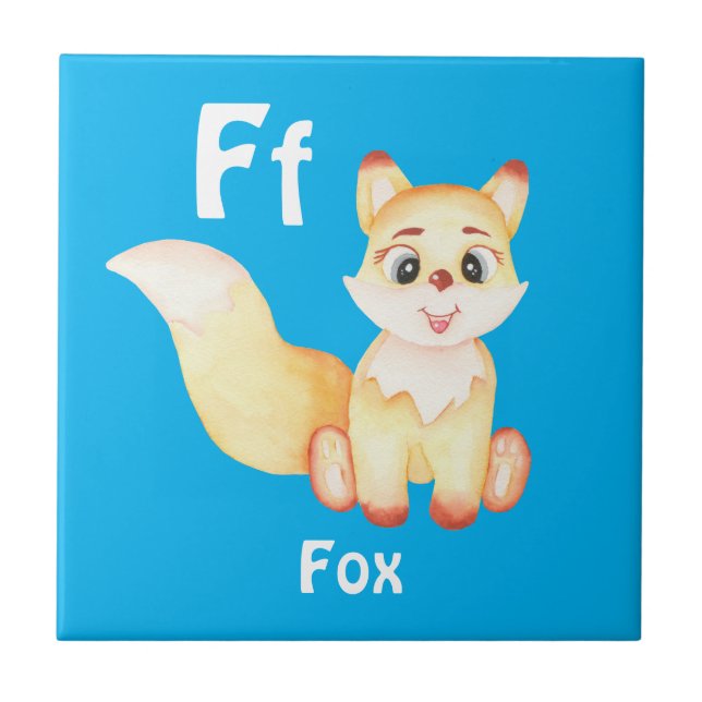 Fox personalize ABC: Letter F - Add Your Name Ceramic Tile (Front)