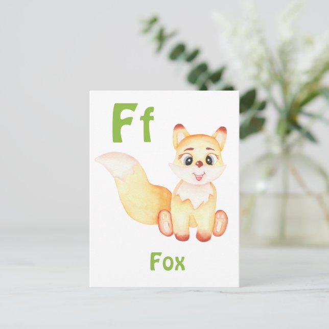 Fox personalize ABC: Letter F - Add Your Name Postcard (Standing Front)