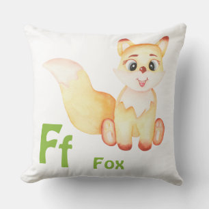 Fox personalize ABC: Letter F - Add Your Name Throw Pillow