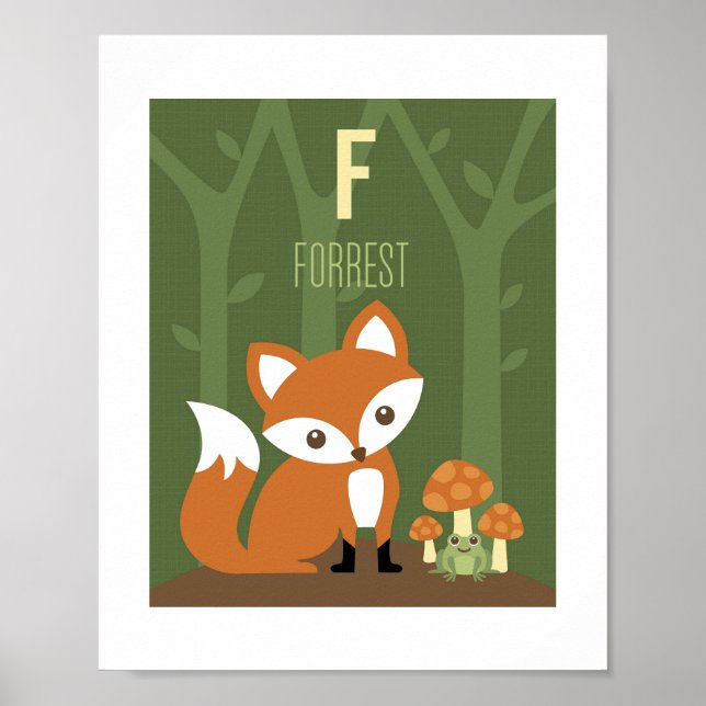 Fox Personalized Nursery Poster Print (Front)
