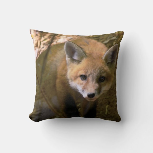fox photo cotton throw pillow (Front)