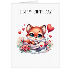 Fox Pilot Birthday Card