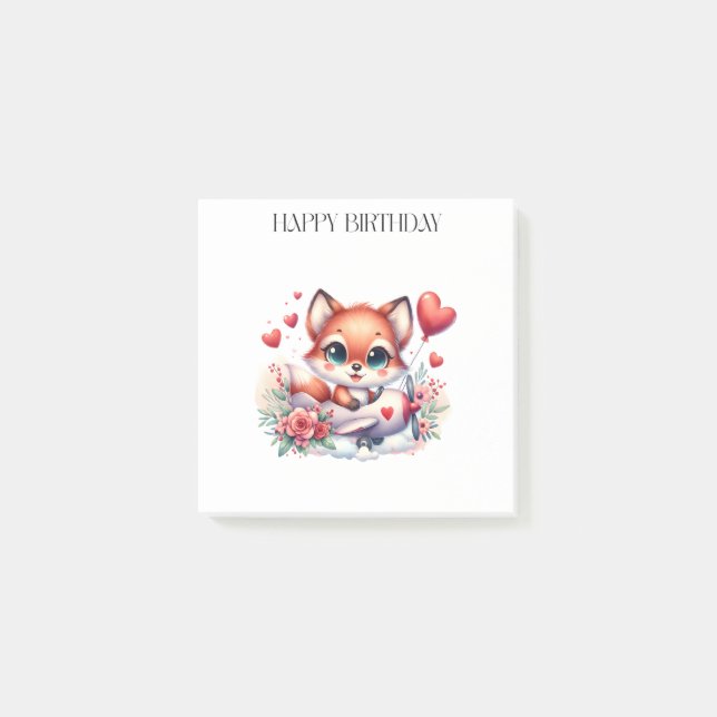 Fox Pilot Birthday Post-it Notes (Front)