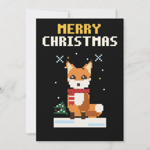 Fox Pixel Art Christmas Card