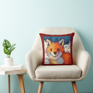 Fox, Pixel Art, pixelart Throw Pillow
