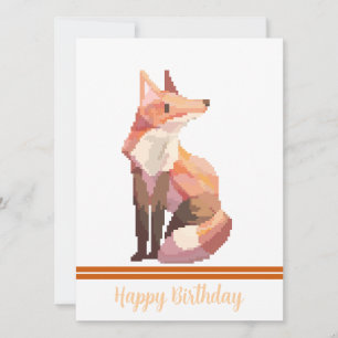 Fox Pixelart, Pixel Art, happy birthday Card