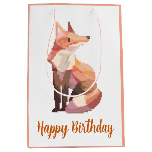 Fox Pixelart, Pixel Art, happy birthday Medium Gift Bag