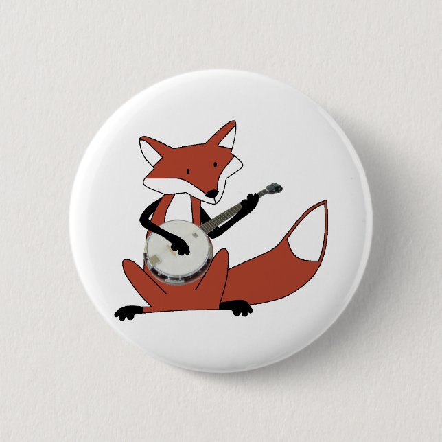 Fox Playing the Banjo Button (Front)