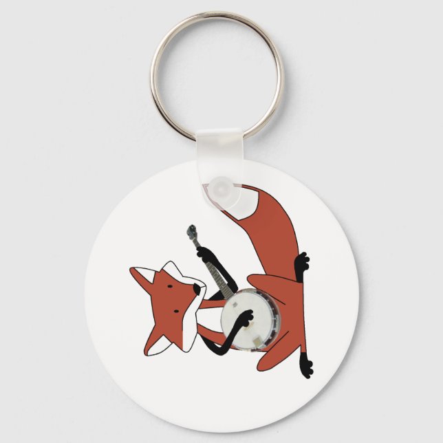 Fox Playing the Banjo Keychain (Front)