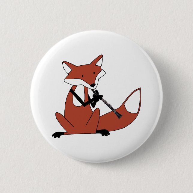 Fox Playing the Clarinet Button (Front)