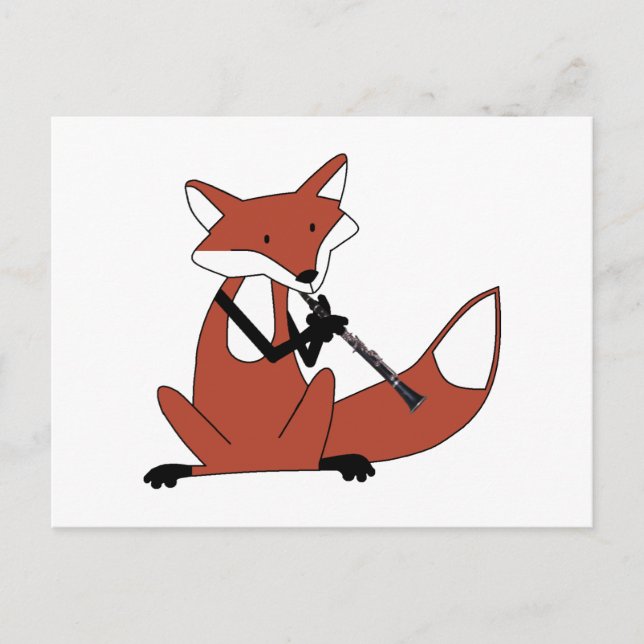 Fox Playing the Clarinet Postcard (Front)
