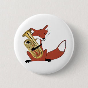 Fox Playing the Euphonium Pinback Button